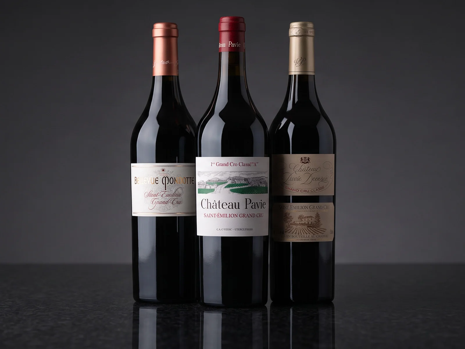 Drei Flaschen Saint-Émilion Grand Cru, darunter Château Pavie
